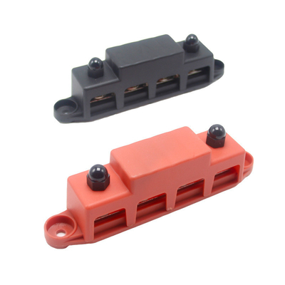 Kırmızı ve Siyah Set M8 300A Otobüs Bar 4 Studs RV Yacht için 300A Sigorta Kablosu ile Güç Dağıtım Terminal Bloku