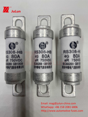 750VDC Seramik Otomobil Sigortaları RS308 HB 4G Yüksek Sıcaklık 10A 20A 25A 30A 40A 50A 63A 80A 100A 750VDC SIGORA