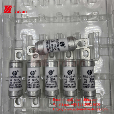Boltlu Keramik EV Şarj cihazı ile M6 EV sigortası 750VDC Sigorta Kimyasal Yük ve Yüksek Sıcaklık 40A 50A RS308