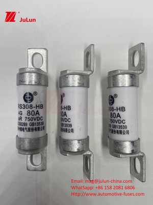 M6 Bolted EV Fuse 750V 80A10A 30A 50A 750VDC EV Fuse Hey EV çekiş sistemi, güç dönüşümü için uygundur