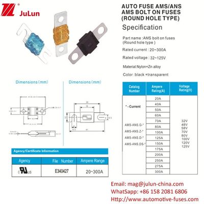 Elektrik Gücü Sistemi Koruması için 30-200A kare araba sigortaları Taşınabilir EV Şarj Araç Ses Aletleri