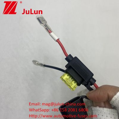 Sigorta Sahibi 8AWG Inline Blade 30A Kablo Kurşun Tel Fuse Sahibi 8AWG Inline Blade Kablo Kurşun Tel Gerçek 50 Amp Plug Stil Güç Bağlayıcısı 8mm RING TERMINALER Gerçek 50 Amp Plug Stil