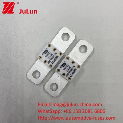 Kısa 500A 125VDC devre koruma Battey sigortası Küçük boyutlu Yüksek akım 2 delik arasındaki değerlendirme mesafesi 50.8mm