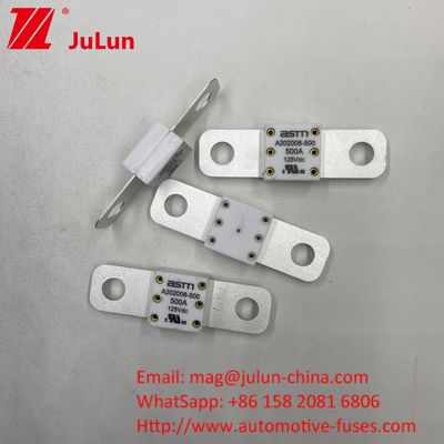 Kısa 500A 125VDC devre koruma Battey sigortası Küçük boyutlu Yüksek akım 2 delik arasındaki değerlendirme mesafesi 50.8mm