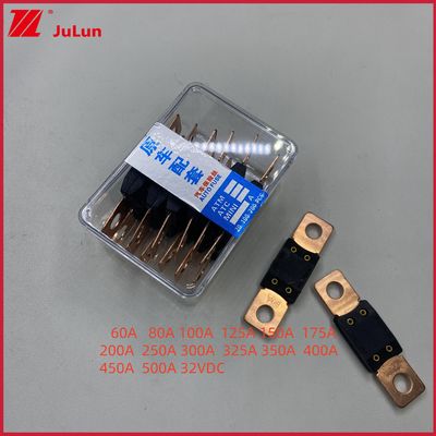 Bakır Elektrikli Araç Sigorta 32VDC Küçük Sigorta 32V 48V 58V 80V 298 Serisi 40A 50A 60A 80A 100A 150A 200A 250A 300A 350A 400A 450A 500A Bolt On MEGA Otomatik Sigorta