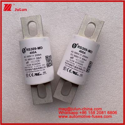 RS309-MD 400A 500VAC 200KA 500VDC 50KA AR Tubular Keramik Otomobil Sigortaları Bolt Kurulum Yarım iletken Koruma
