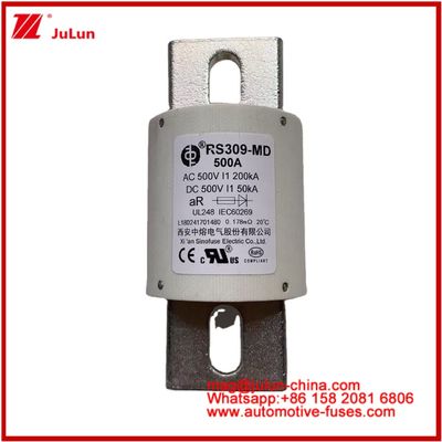 500VDC 200KA 500VAC 50KA AR Tubular Keramik Hızlı Sigorta RS309-MD 500A Elektrikli Araçlar ve Güç Pil Sistemleri İçin