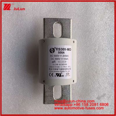 500VDC 200KA 500VAC 50KA AR Tubular Keramik Hızlı Sigorta RS309-MD 500A Elektrikli Araçlar ve Güç Pil Sistemleri İçin