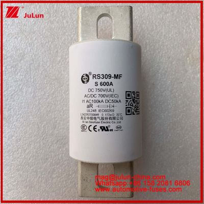 RS309-MF S 600A 750VDC Yol Tubular Keramik Otomobil Aygıtları ve Ekipmanları 50KA Enerji Depolama ve Güç Sistemleri Frekans Dönüşüm Kontrolörleri FUSE Şarj cihazları Elektrikli Araç