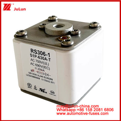 RS306-1 S1P-630A-T AC700 ((UL) Ar AC690V ((IEC) 200KV kare karemik sigorta EV veya HEV elektrikli araç çekişi
