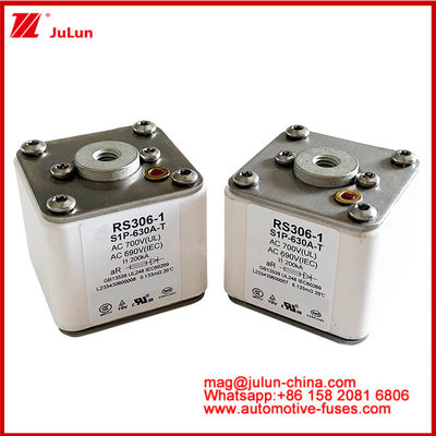 RS306-1 S1P-630A-T AC700 ((UL) Ar AC690V ((IEC) 200KV kare karemik sigorta EV veya HEV elektrikli araç çekişi