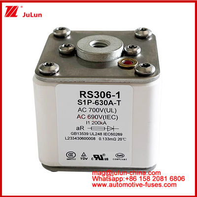 RS306-1 S1P-630A-T AC700 ((UL) Ar AC690V ((IEC) 200KV kare karemik sigorta EV veya HEV elektrikli araç çekişi