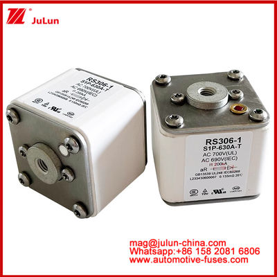 RS306-1 S1P-630A-T AC700 ((UL) Ar AC690V ((IEC) 200KV kare karemik sigorta EV veya HEV elektrikli araç çekişi
