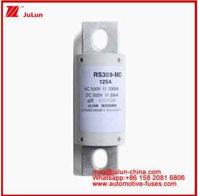 RS309-MD-125A Seramik Otomobil Sigortaları 500VAC200KA 500VDC 50KA AR DC Performans Tubular Otomobil Bolt Bağlantı Yapısı