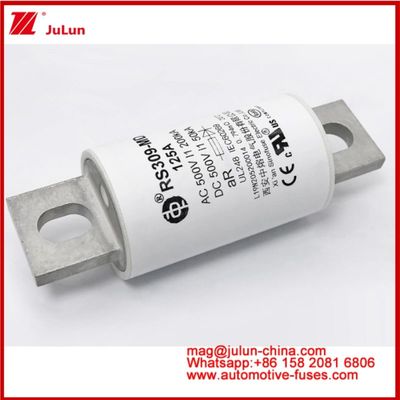 RS309-MD-125A Seramik Otomobil Sigortaları 500VAC200KA 500VDC 50KA AR DC Performans Tubular Otomobil Bolt Bağlantı Yapısı
