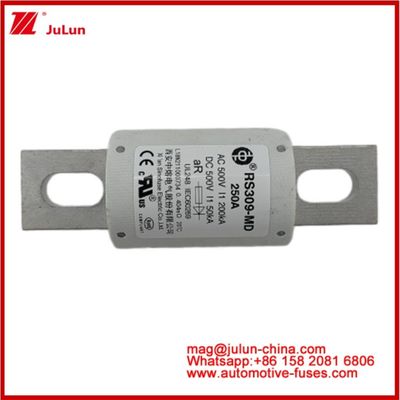 250A 500VAC Ev Sigorta RS309-MD-200KA 500VDC 50KA AR Karemik DC Performans Tubular Otomobil Bolt Stud-Mount