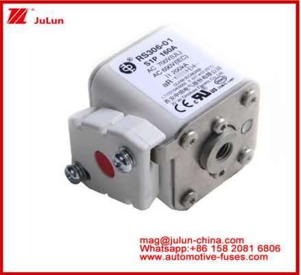 RS306-01-S1P160A AC700 ((UL) AR AC690V ((IEC) 200KV kare seramik sigorta EV veya HEV Stud-montaj Küçük Boyutlu Yüksek Değerli Akım Kısa devre koruma kırma kapasitesi