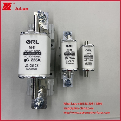 NT000 FUSE AR Yüksek kırılma 500V/690V Rated Keramik Porselen Erimiş Bağlantı Füzesi 80A Düşük Voltajlı Bakır Bağlantısı NH000 Füzeler