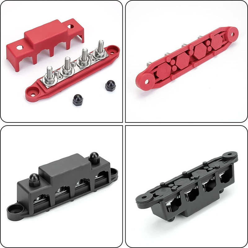 4 x 5/16 &quot;güç dağıtım bloğu otobüs çubuğu kapaklı, Hammer Lug Crimper 8 AWG için araç da dahil olmak üzere otobüs çubuğu araç seti - 00