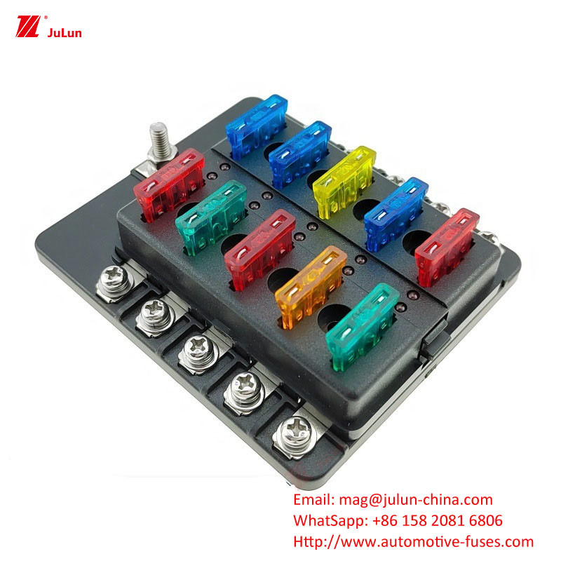 12 Way Fuse Box 12 Way Pozitif ve Negatif Araç Tekne Güvenlik Koltuğu LED Işık Araç Ekle Otomatik Yeniden Kurulum Araç Fuse Deniz