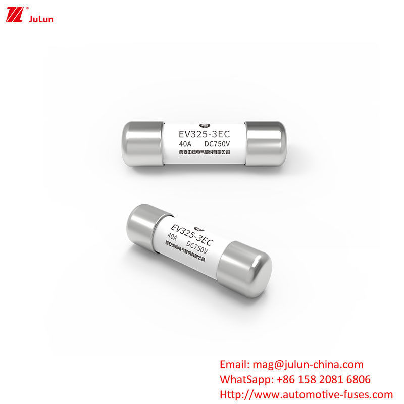 EV325-3EC 750V 20KA Elektrikli Araç Sigorta 10A-50A Akım Düz Başlı Tüp Sigorta