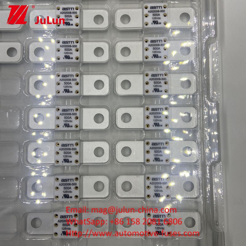 A202008 ASTM 350A 125VDC Seramik Otomobil Sigortaları Elektriksel Özellikleri 1.0In 4 Saat 3.0In 10s Max Kısa devre koruması için küçük boyut