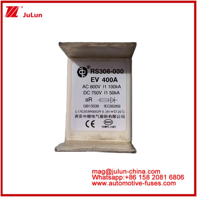 Kullanım Kategorisi EV 400A AC800V 100KA DC750V 50KA Elektrikli Araçlar İçin Keramik Tüp Otomobil Döngüsü Koruma Sigortaları