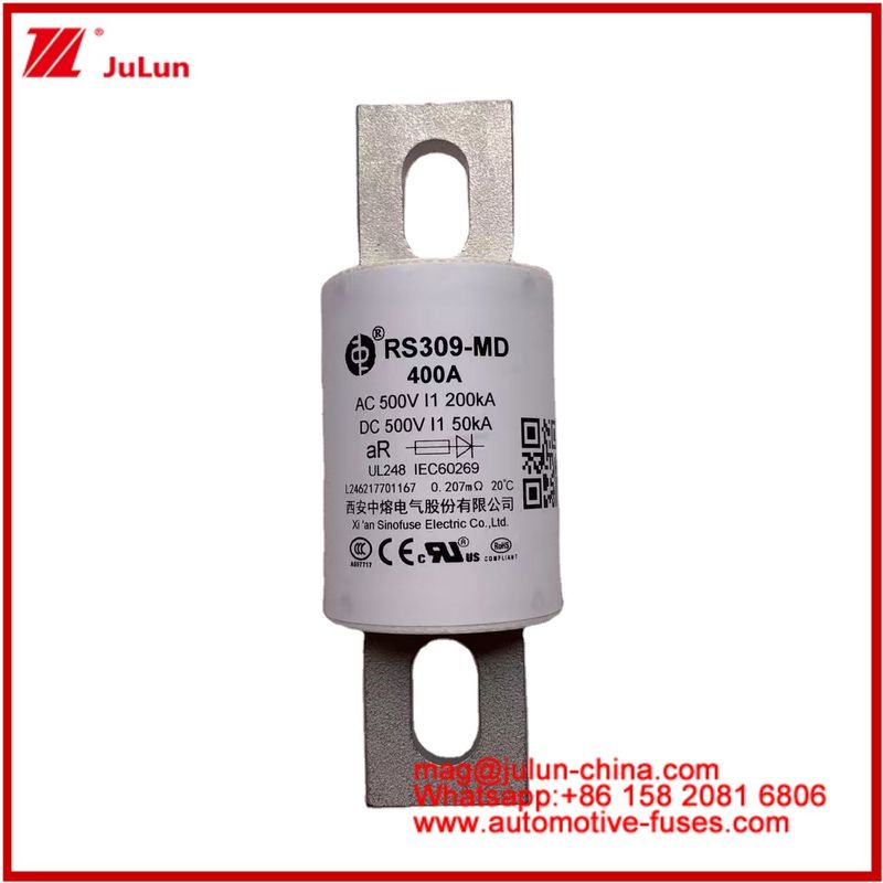 RS309-MD 400A 500VAC 200KA 500VDC 50KA AR Tubular Keramik Otomobil Sigortaları Bolt Kurulum Yarım iletken Koruma
