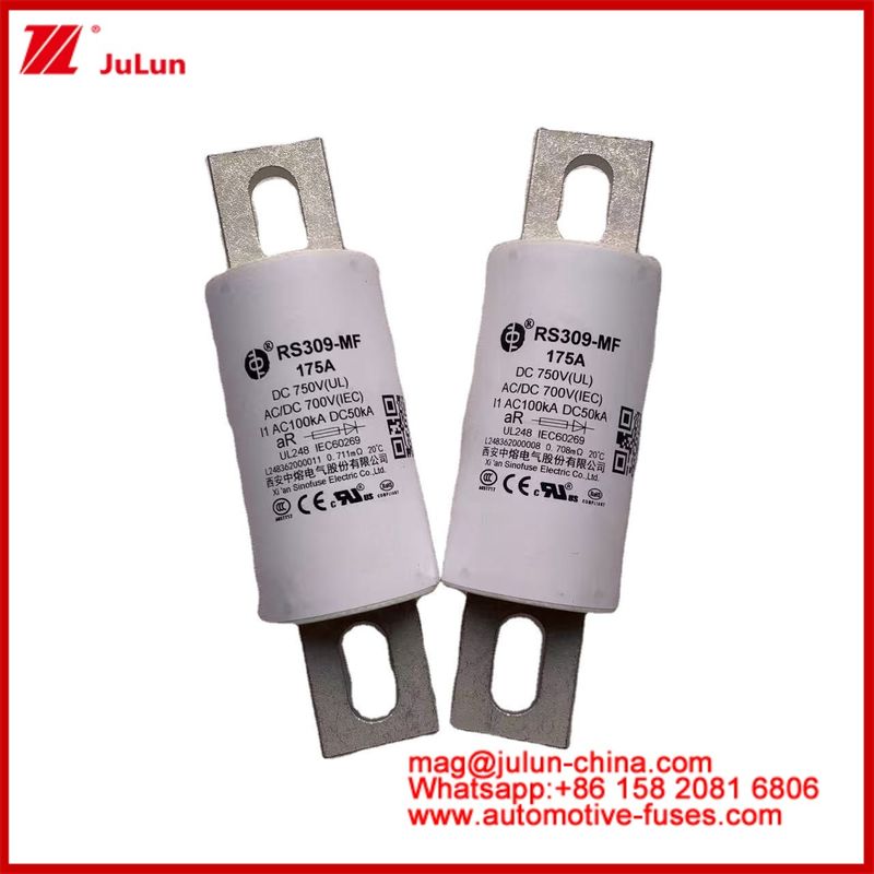 RS309-MF 175A 750VDC UL Elektrikli Araçlar ve Güç Sistemleri için Tubular Keramik Sigortalar AR 750VDC/700AC IEC 20KA GB 5-800A