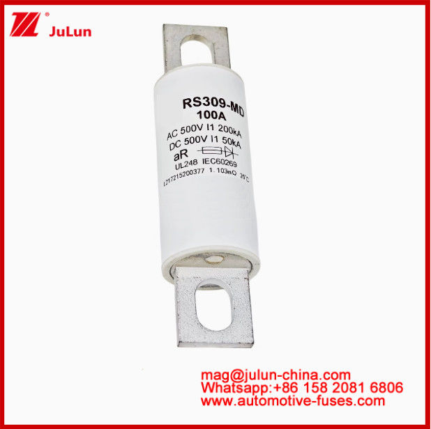 RS309-MD-100A 500VAC200KA 500VDC 50KA AR EV HEV Elektrikli Araç için Karemik Tubular DC 100 Amp Araba Sigortası