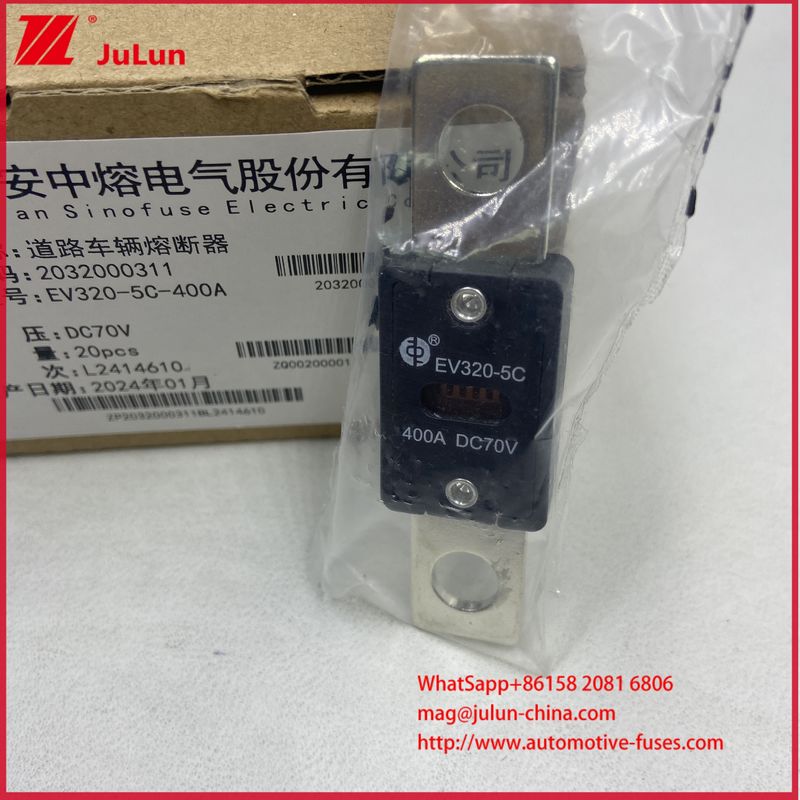 EV320-5C 5X -400A 175A DC70V Elektrikli Araç Sigortası M8 Montaj Yöntemi ISO8820-5 ve GB/T31465.5-2015 Standartlarına Uygun
