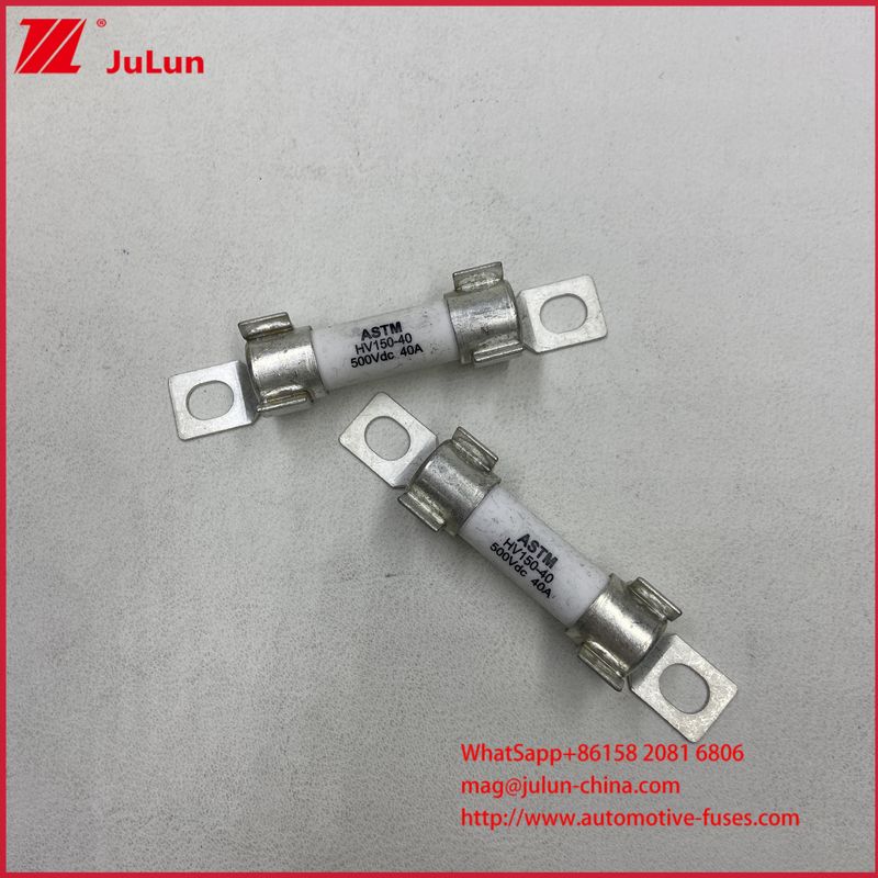 ASTM HV150 Elektrikli Araç Sigortası 30A 10A DC500V 20KA Seramik Silindirik Cıvata Montajı Güçlü Kesme Kabiliyeti