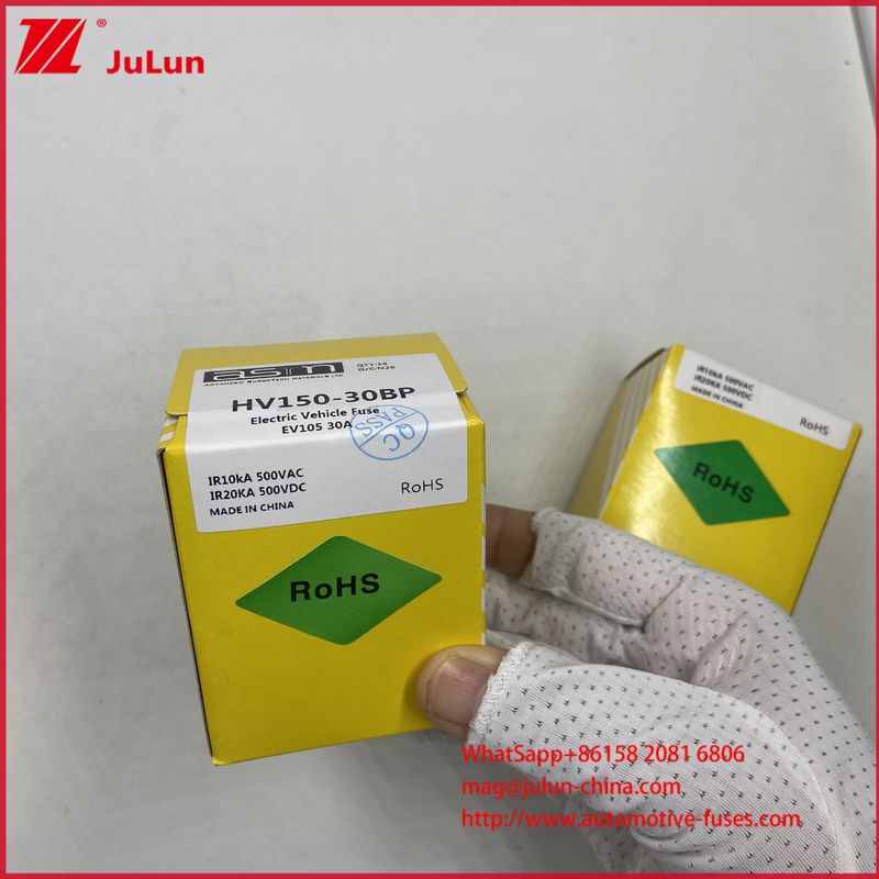 HV150 SİGORTA 32BP 30A DC500V Cıvata Tipi Elektrikli Araç Otomotiv Akü Şarj Cihazı Kesme Kapasitesi DC500V/20KA