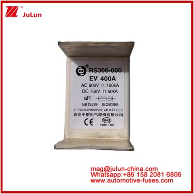 Kullanım Kategorisi EV 400A AC800V 100KA DC750V 50KA Elektrikli Araçlar İçin Keramik Tüp Otomobil Döngüsü Koruma Sigortaları
