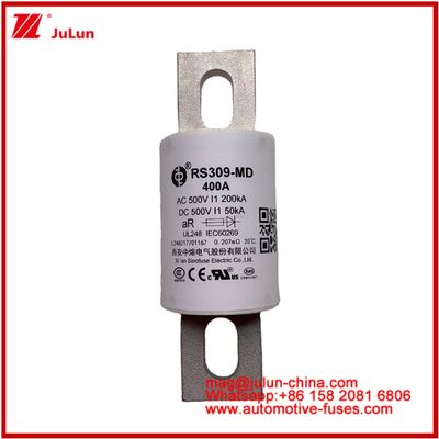 RS309-MD 400A 500VAC 200KA 500VDC 50KA AR Tubular Keramik Otomobil Sigortaları Bolt Kurulum Yarım iletken Koruma